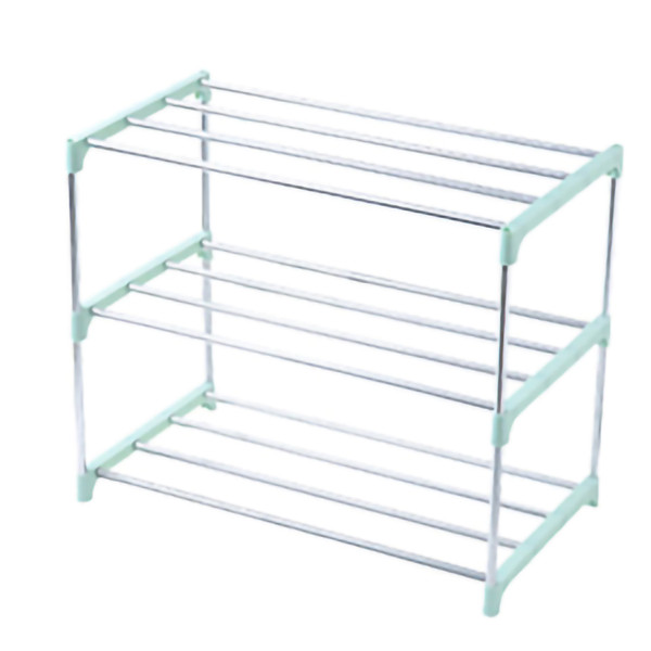 Stainless Steel Shoe Rack Multilayer Assemble Shoe Storage Rack DIY Reinforced for Home Green 3 Layers 47x26x38cm / 18.50x10.24x14.96in