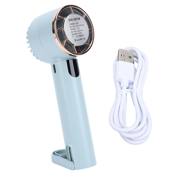 Semiconductor Refrigeration Hand Fan Digital Display Mini Handheld Fan with Ice Cooling for Desktop Bedside USB Charging Green
