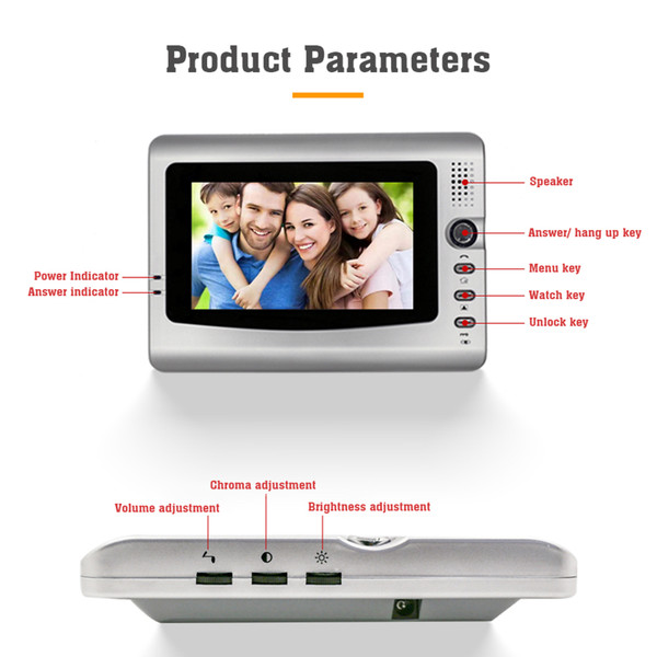 7” Wired Video Door Phone System Visual Intercom Doorbell with Indoor Monitor and Outdoor Camera support Unlock Infrared Night View Rainproof for Home Surveillance