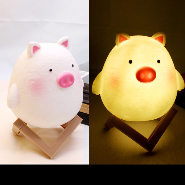 Night Light Silicone Cartoon LED Bedside Lamp Cute Animal Nightlight for Children BedroomPig