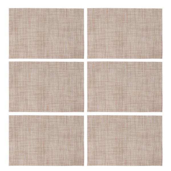 6PCS PVC Placemats Heat Insulation Weave Table Mats Washable Dining Dish Bowl Mat Wood Grain Color