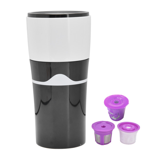 450ml Portable Drip Coffee Maker Travelling Drip Coffee Machine for K Cup CapsulesBlack White