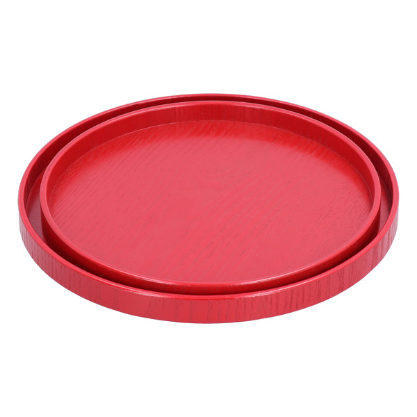 2Pcs/Set Red Round Tray Tea Cup Fruit Dessert Plate Serving Tray for Hotel Restaurant Home