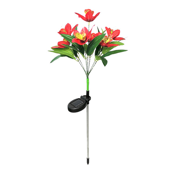 LED Solar Flower Light Outside Decor Outdoor Garden Waterproof Lawn Lamp for Courtyard Red