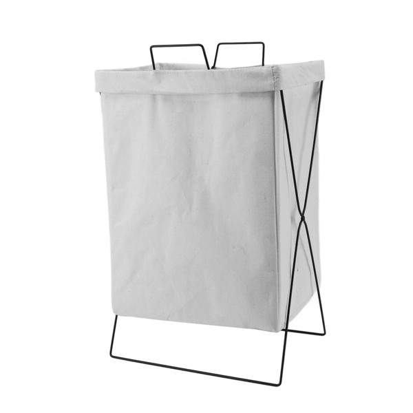 Foldable Laundry Basket Thickened Iron Frame Long Rectangle Clothes Hamper Storage Bin Organizer for Toys Books Towels White Large Size