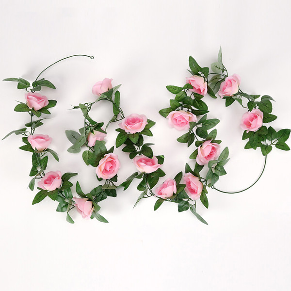Fake Rose Vine 7.87ft Artificial Rose Flowers Hanging Ivy for Wedding Party Deep Pink