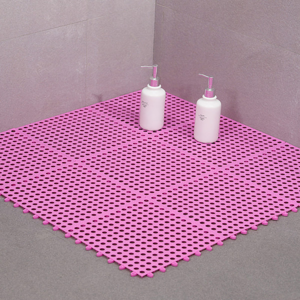 Bathroom Mat 30 X 30cm Prevent Slipping Spliced Comfortable Indoor Bath Mat for Bathrooms Kitchens ResidencesPink
