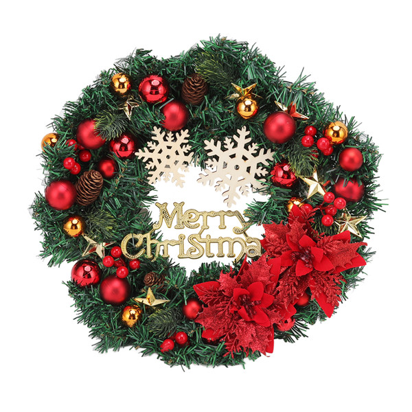 Christmas Wreath Snow Pine Cone Xmas Ball Wreath for Indoor Outdoor Holiday Decorations