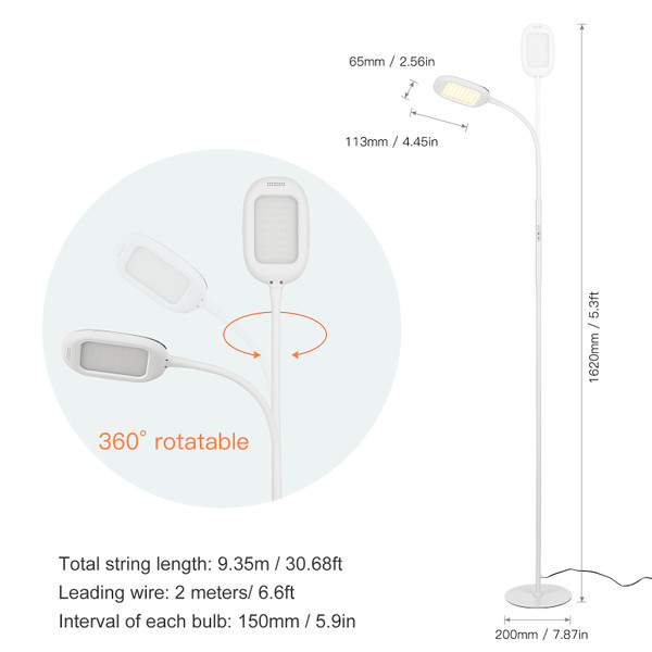 Tomshine LEDs Floor Lamp Remote & Touching Control High Lumens Reading Standing Light 4 Color Temperatures with Stepless Dimmer Detachable Free for Bedroom Living Room Office