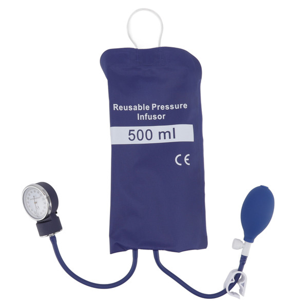 Pressure Infusion Cuff Reusable Infuser for Transfusion Emergency Surgery Salvage ICU Monitoring Blue 500ml