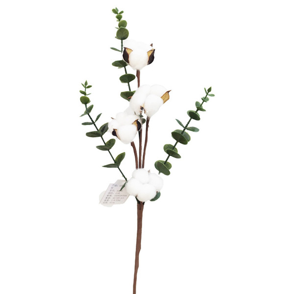 Artificial Cotton Flower 4 Heads Simulated Lifelike Fake Flower Decoration for Home Wedding Store