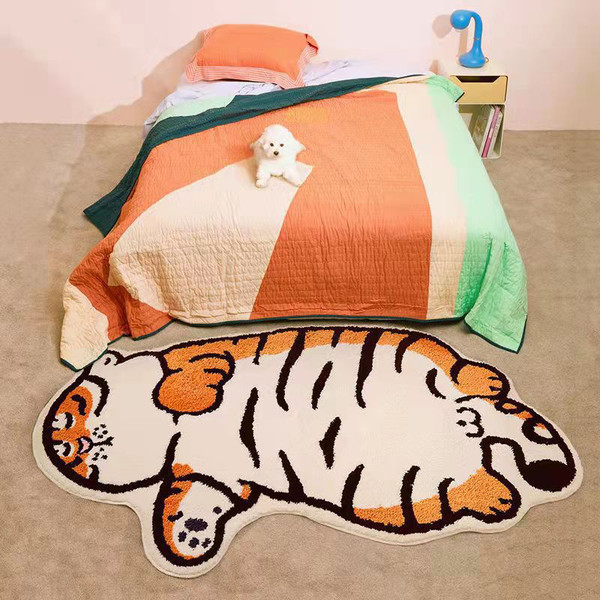 Carpet Cute Cartoon Tiger Pattern Soft Anti Slip Home Decoration Carpet Floor Mat for Bedroom Bedside Children Room Tiger F 40x60cm