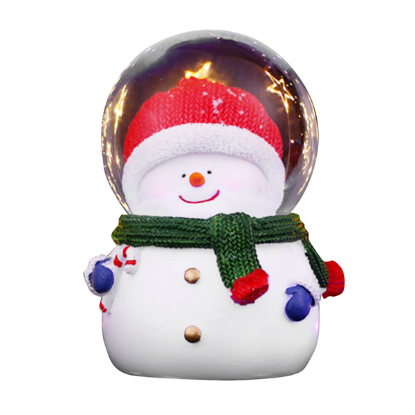 Christmas Snow Globe Color Changing Lighted Christmas Crystal Ball Decor Resin Glass Christmas Ball Ornaments Big Headed Large Snowman