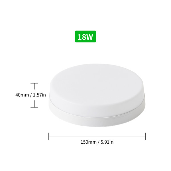 LEDs Ceiling Light Flush Mounting 18W Round Ceiling Lamp for Kitchen Bedroom Hallway (6500-7000K White Light)