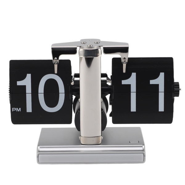 Retro Digital Flip Down Clock Battery Powered Flip Desk Clock with LED Ambient Light for Home Office Decor Black