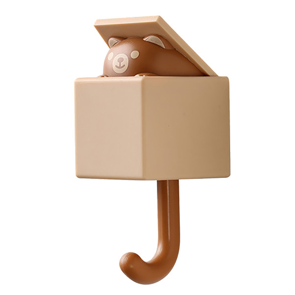 Cute Animal Hook Adhesive Wall Mount Cartoon Hook 3.3lb Bearing Capacity Coat Hook Multipurpose Key Hook for Entryway Hallway Little Brown Bear