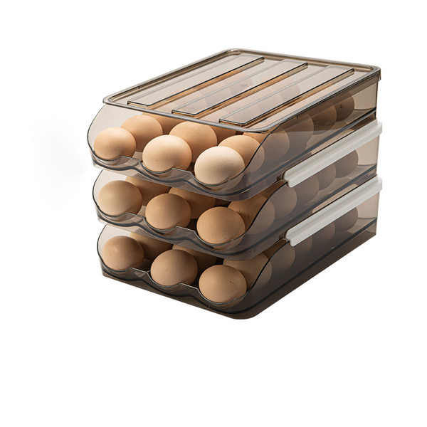 Refrigerator Preservation Storage Box Rolling Multilayer Transparent Egg Storage Box for Kitchen Three Layers