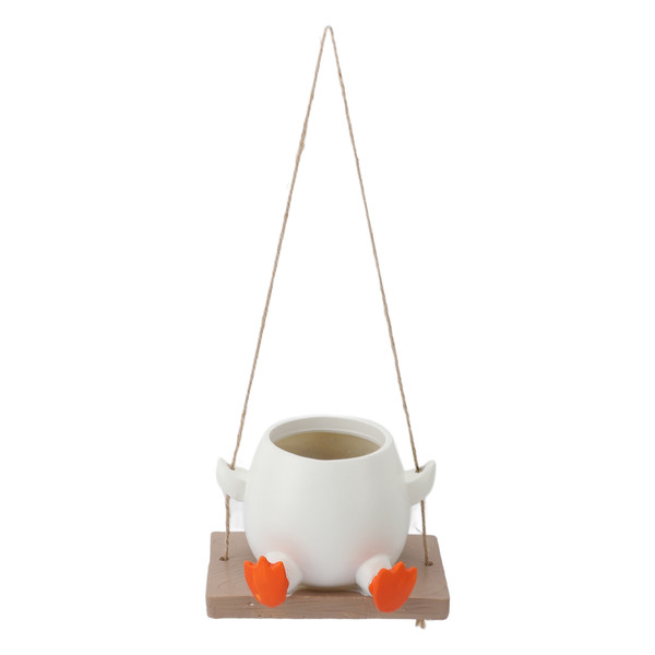 Swing Planter Pot Cute Animal Shape Decorative Resin Hanging Plant Pot Flower Pot for Indoor Outdoor Plants Succulent Duck