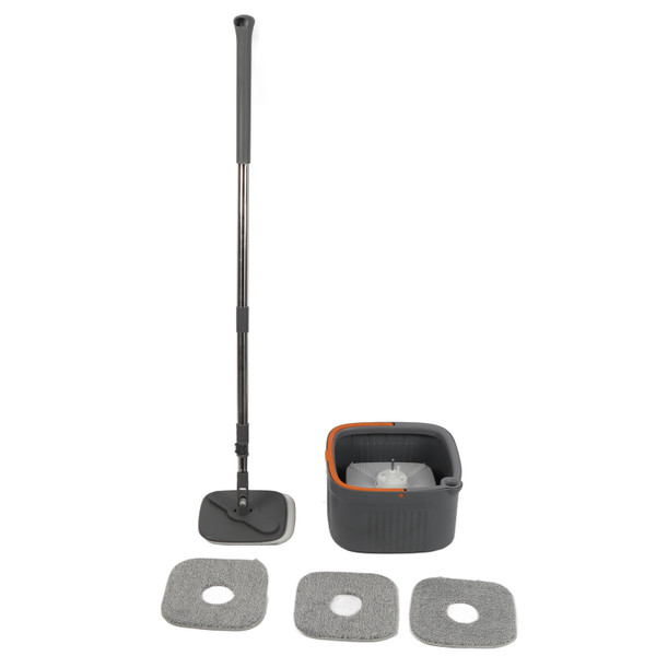 Rotating Mop Bucket Set Self Wringing Wet Dry Use Microfiber Spin Mop Cleaning Set with Replacement Mop Pads