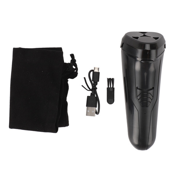 Electric Beard Trimmer 3 Floating Heads Rechargeable Precise Cutting Cordless Beard Clipper for Men Black