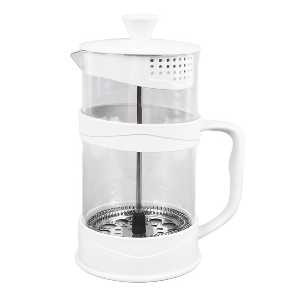 French Press Coffee Maker 1000ml Plastic Cover High Borosilicate Glass Double Layer Insulation Press Cold Brew Coffee Pot for Tea Office