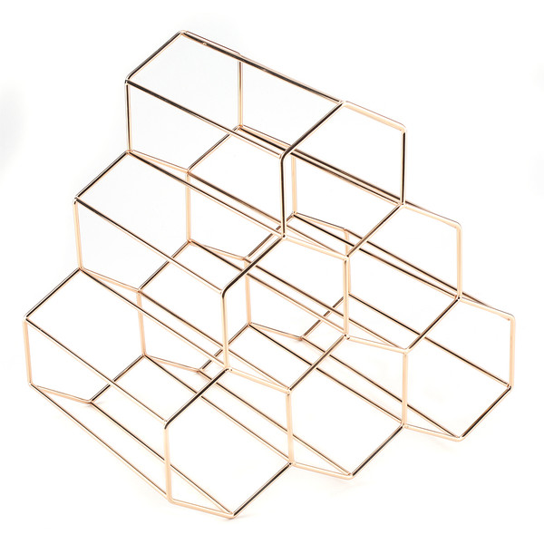 Modern Geometric Shape Wine Rack Holder Metal Home Bar Compact Wine Bottles Display Shelf