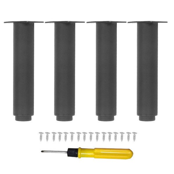 4 PCS Adjustable Bed Height Replacement Legs Steel Antislip Metal Cabinet Desk Leg for Sofa Table Dresser