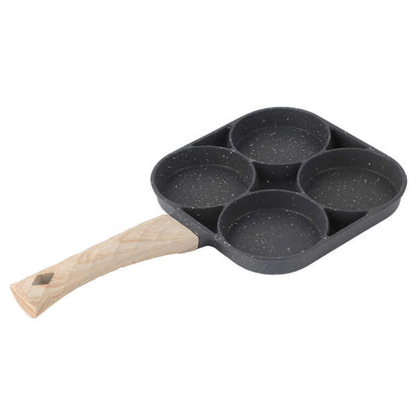 4‑Hole Egg Frying Pot Pancake Pan with Wood Handle for Induction Cooker Kitchen Accessory