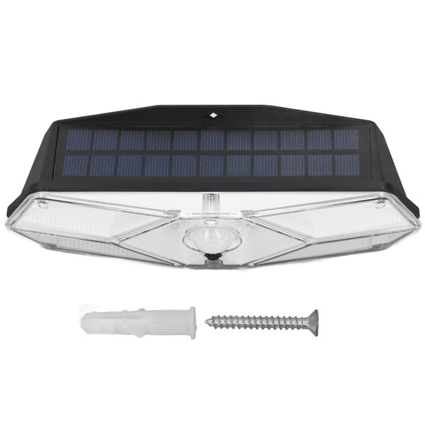 Outdoor 104LED Solar Light ABS 1800mah White Light Wall Mounted 3 Lighting Modes 120 Degree Angle for Garage Courtyard Porch Garden