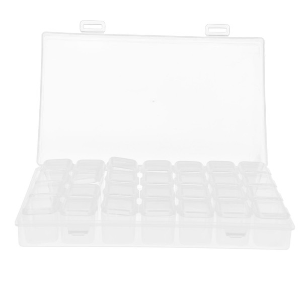 28 Slots Clear Plastic Storage Box Portable Detachable Organizer Box for Small Items Earrings Necklaces MedicinesTransparent Color