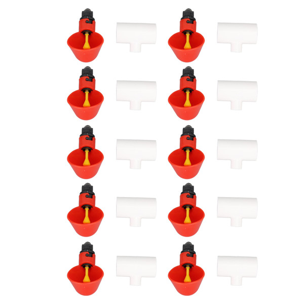 10PCS Chicken Waterer Cup Red Automatic Water Feeder Easy Install Hygienic Versatile Chicken Drinker for Duck Goose