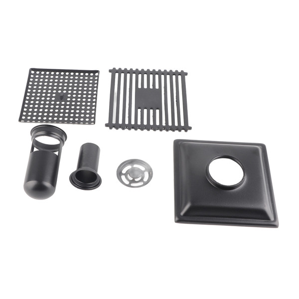 Shower Floor Drain with Removable Cover Grille SUS304 Stainless Steel Bathroom Supply 12x12cm