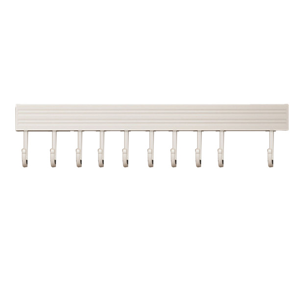 Wall Mounted Kitchen Hook Rack Space Aluminum Kitchen Utensils Hanger Punch Free Spoon Shovel Chopping Board Storage Rack White 10 Hooks 50cm