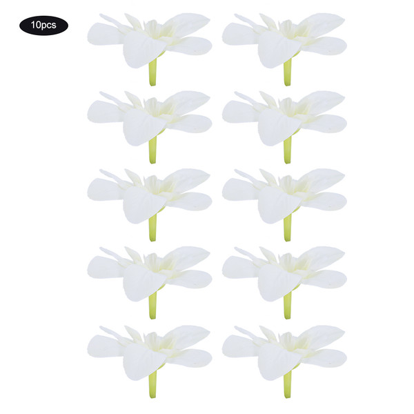 10Pcs Artificial Orchid Fake Flowers Simulate Floral for Wedding Bridal Wreath Decor Milk White