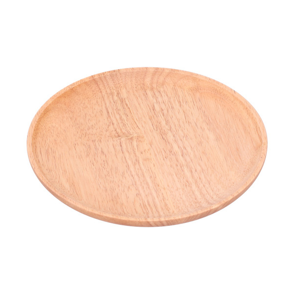 Rubber Wood Dinner Plate Round Tea Serving Tray Fruit Snack Tray Food Storage Plate24cm
