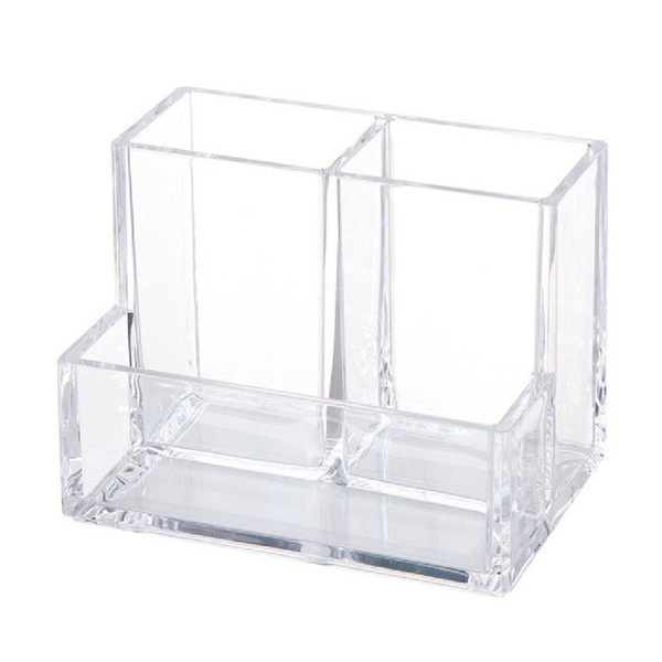 Transparent Acrylic Pen Holder 3 Compartment Large Capacity Students Desktop Storage Organizer for Stationery