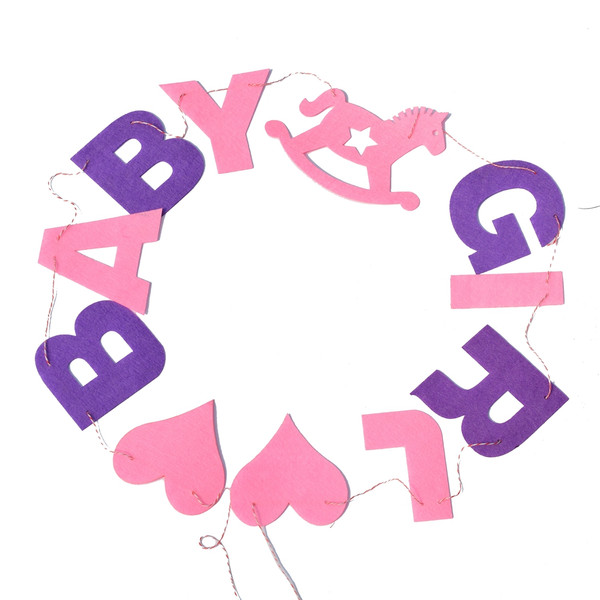 Birthday Decorations Kit Baby Shower Photograph Props Bunting Flag (Pink Girl)