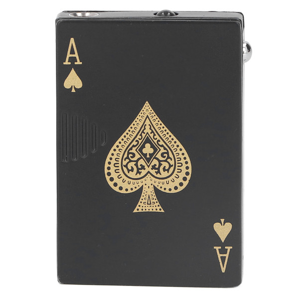 Poker Lighter Windproof UV Light Zinc Alloy Refillable Cigar Cigarette Lighter for Men Women Black Spade A