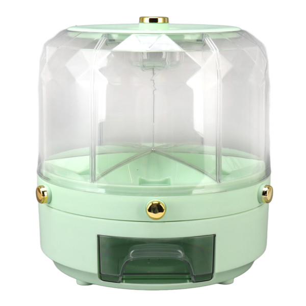 Rotatable Grains Storage Box 6 Grid 6KG 360 Degree Rotating Rice Dispenser for Rice Beans Grains Household Kitchen Green