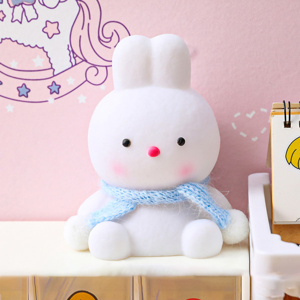 Ins LED Night Light Cute Table Lamp Bedside Lamp Bedroom Ornament for Dormitory HouseholdBlue Scarf Rabbit
