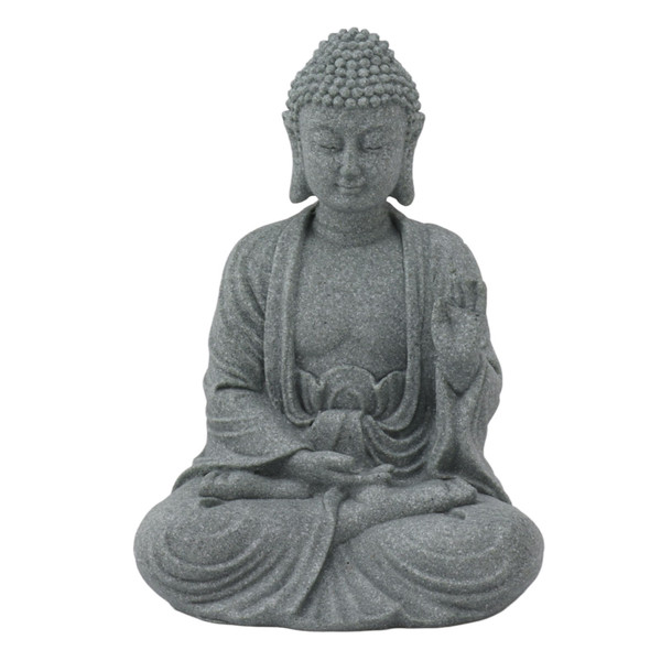 Buddha Statue Green Sandstone Sculpture Buddhist Sitting Figurine Ornament for Living Room Courtyard 7135K-02