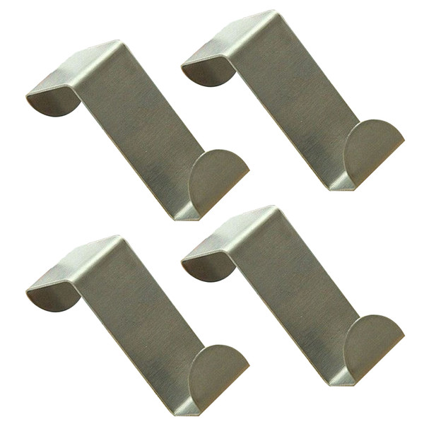 4Pcs Stainless Steel Cabinet Door Hook Punch Free Rust Proof Multifunctional Over Door Hangers