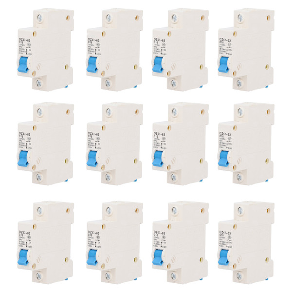 12Pcs 1P16 Mini Circuit Breaker  DZ47‑63 Electric Leakage Circuit Protector Switch