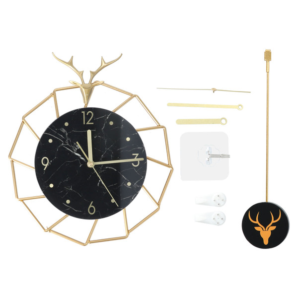 Light Luxury Wall Clock Deer Head Decorative Wall Clock for Living Room Bedroom Creative Shops