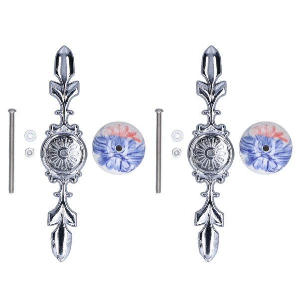 2pcs/set Ceramic Cabinet Handle Modern Simple Style Hand Painted Ceramic Cabinet Knobs1060D Plantain Blue and White Porcelain