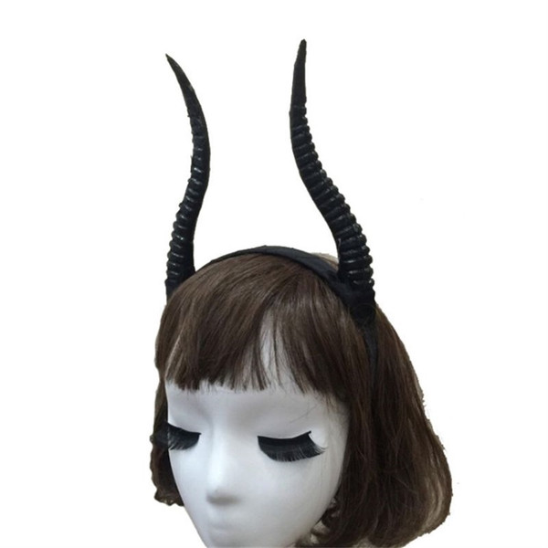 Halloween Women Girls Simulation Antelope Long Horn Cosplay Headwear DIY Headband Party Props