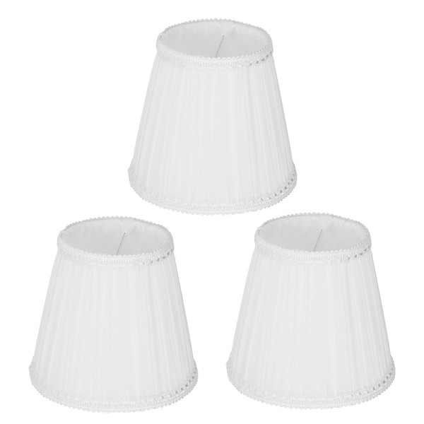 3PCS E14 ClipOn Cloth Lamp Shade Modern Fabric Lampshade Table Light Cover for Candle Chandelier(White )