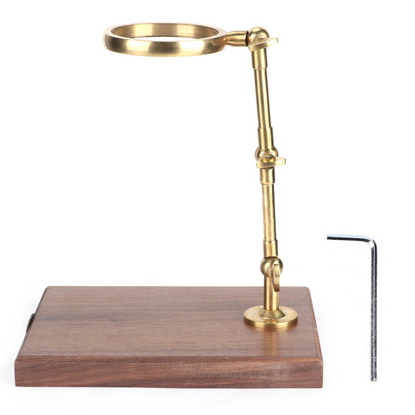 Brass Coffee Filter Cup Holder Filter Rack Stand Shelf with Wood Base Adjustable Height