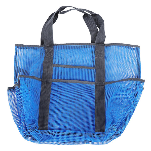 Folding Mesh Beach Bag Picnic Storage Handbag Outdoor Portable W/Pockets Handle for Travelling
