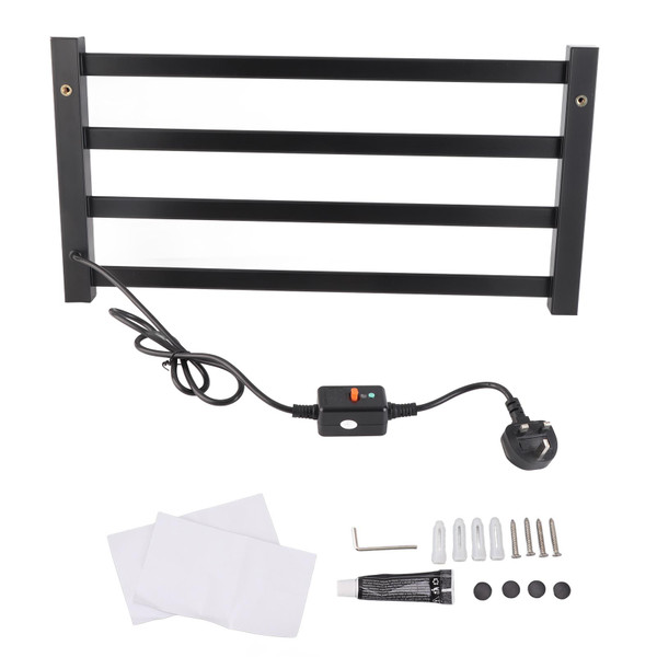Thermostatic Towel Rack Digital Display Punching Free Wall Mounted Electric Heated Towel Shelf UK Plug 220V